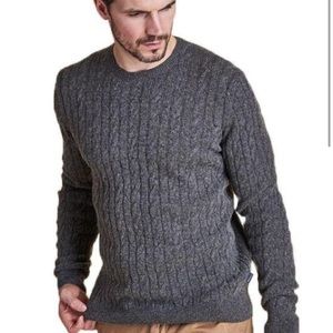 Barbour Essential Cable Crew Sweater Gray Size L